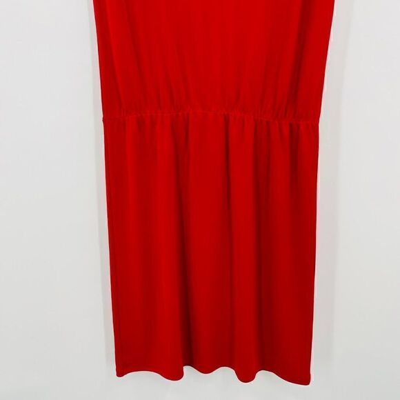 Talbots Size Medium Red Sleeveless Drop Waist Stretch Midi Dress Holiday - Picture 7 of 7